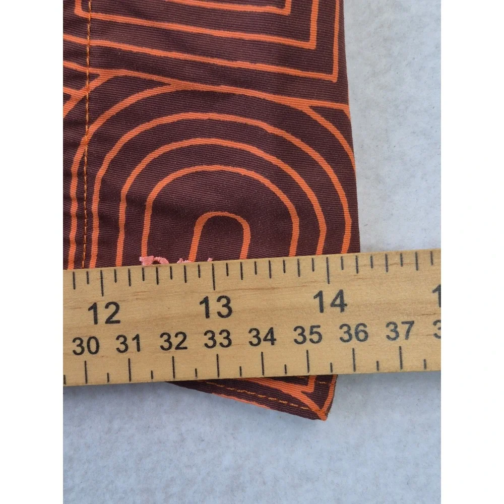 Patagonia Board Shorts Men's 40 Brown Orange Geometric Print Nylon Swim Surf